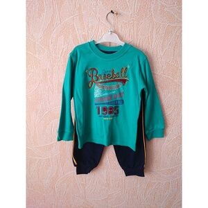 Pajama Set Boys' Green NWT Baseball Graphic